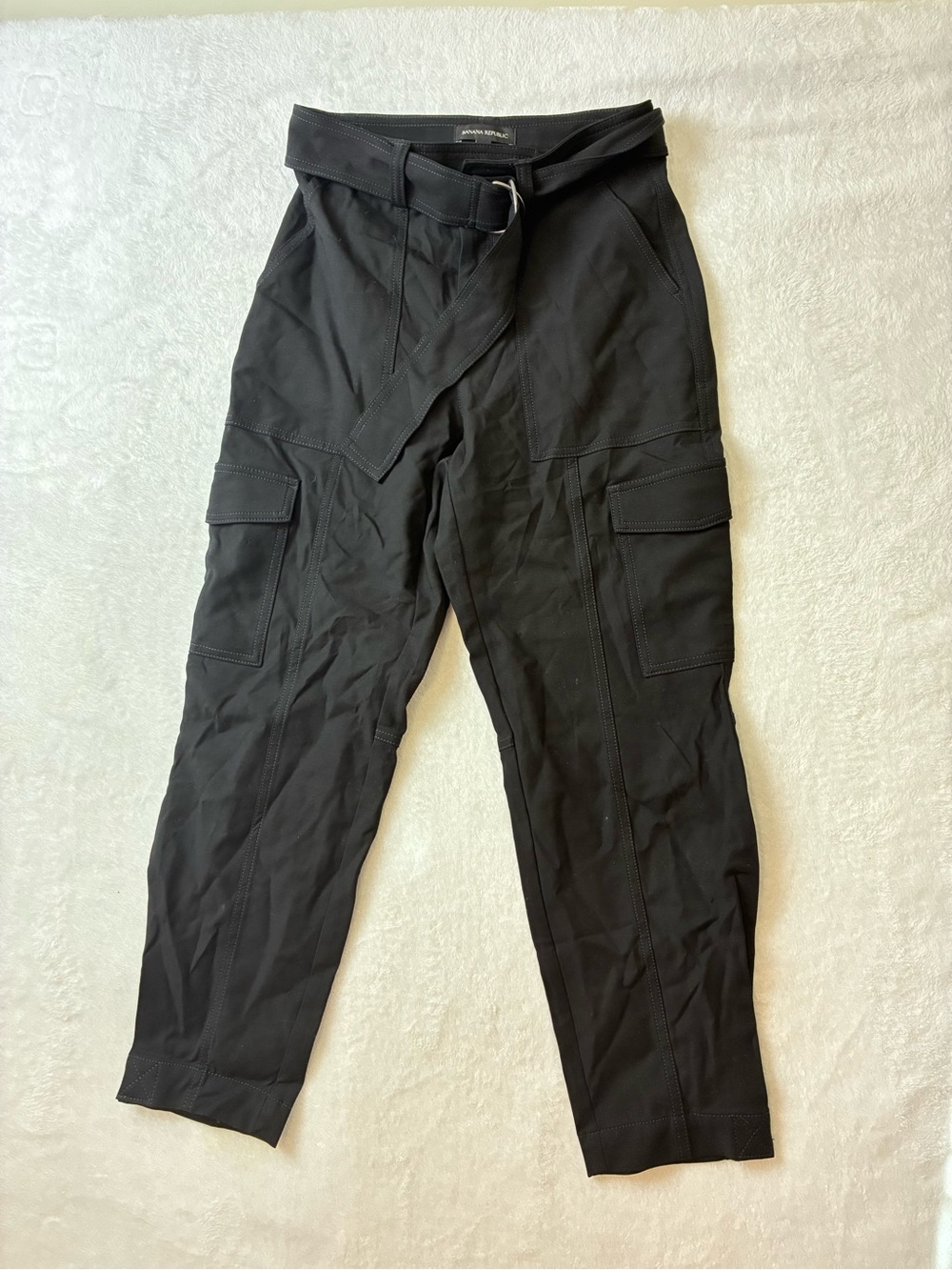 Banana Republic Black Cargo Pants with Belted Waist
